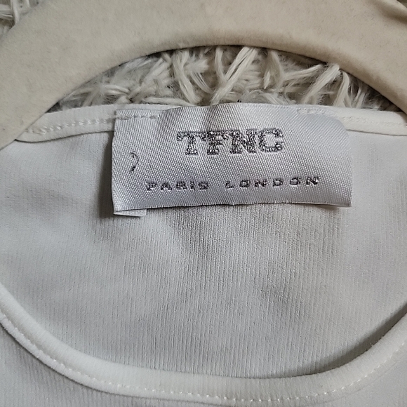 TFNC Paris London Y2K Style White Stretchy Sleeveless Tank Top Glittery Purple - Picture 3 of 10